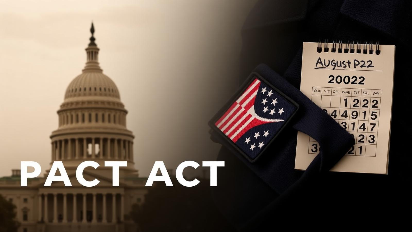 U.S. Capitol dome at dusk beside a folded uniform sleeve and calendar marked August 2022.